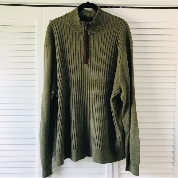 DOCKERS Acrylic Green 3/4 Zip Ribbed Long Sleeve Sweater Size Extra Extra Large - Picture 9 of 9